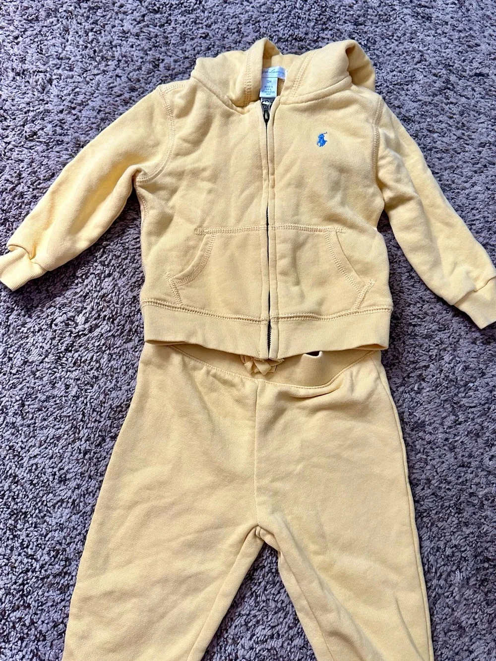 Ralph Lauren Pale Yellow Hooded Zip Sweatshirt & Jogger Set